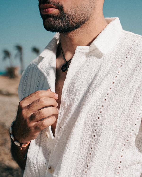 Patterned white shirt