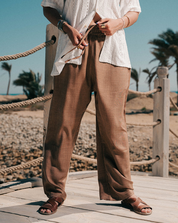 Linen coffee pant