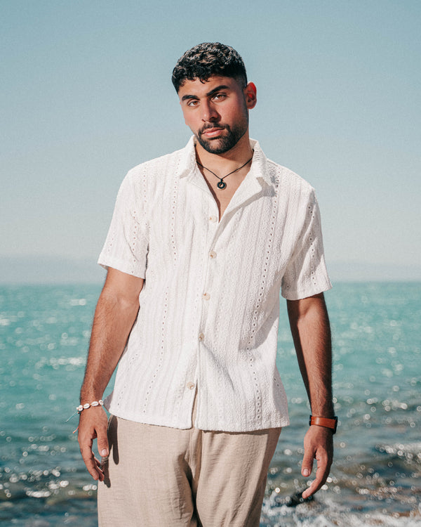 Patterned white shirt